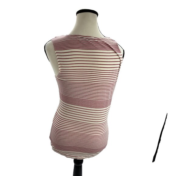 CAbi Womens M Red White Stripe Twist Front Sleeveless V Neck Top Casual - Picture 4 of 7